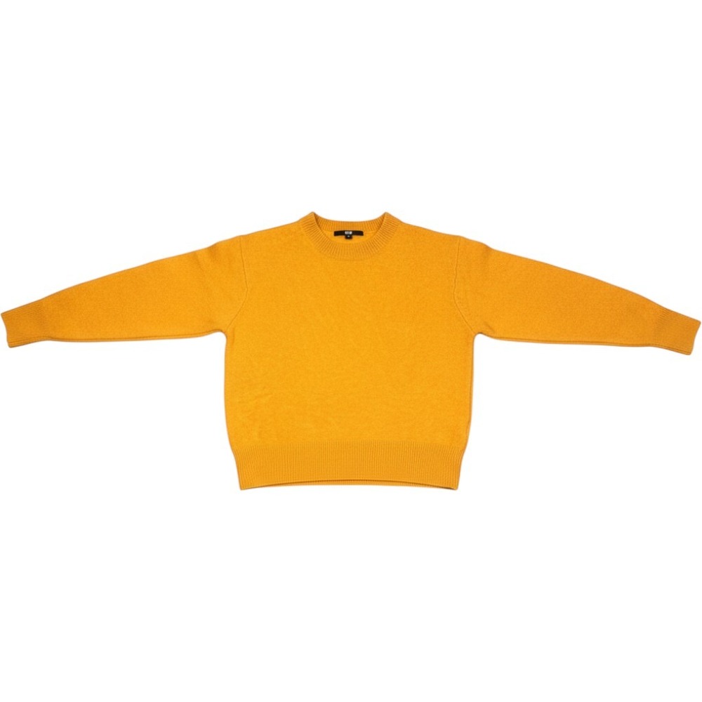 Uniqlo Crewneck Sweater Yellow Wool Knit Long Sleeve Pullover Girls XS Girls